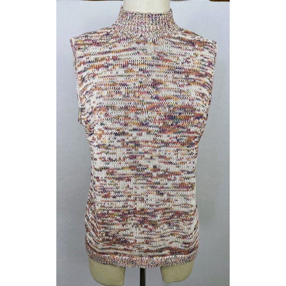 Talbots Multicolor Speckled Cowl Neck Sleeveless Sweater